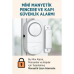 Mini Manyetik Kapı Ve Pencere Güvenlik Alarmı Kablosuz Kolay Kurulum Ev Giriş Koruma Sistemi