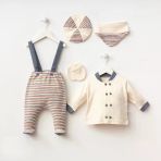 Mini Marin Çizgili Erkek Bebek 5'Li Hastane Çıkışı Seti
