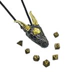 Mini Metal DND zar seti ejderha kafa şekilli içi boş kolye zar durumda antika minik Metal zar seti D & D taşınabilir 7 adet zar seti Vintage bronz