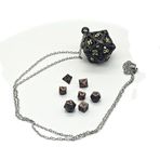 Mini Metal DND Zar Seti Uçan Ejderha İçi Boş D20 Zar Kolye Kılıf Antik Minik Metal Zar Seti D & D Taşınabilir 7 ADET Zar Seti Siyah Altın