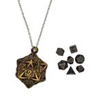 Mini Metal DND zar seti yaprak içi boş D20 kolye zar durumda antika minik Metal zar seti D & D taşınabilir 7 adet zar seti Vintage bakır