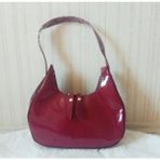 Mini Oval Rugan Mini El Çantası - Bordo
