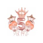Mini Parti Kral Taç Doğum Günü Balon Seti, Folyo Balon, Pembe, Çocuk Partisi