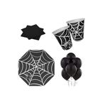 Mini Party Store Cadılar Bayramı Örümcek Ağı Siyah Parti Seti 8 Kişilik, 3435463543965349