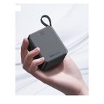 Mini PD 35Watt 10.000mAh LCD Göstergeli USB-C , USB Giriş Dahili USB-C Kablolu Powerbank (D.Siyah)