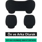 Mini R50 (Ilk Bmw Üretimi 3 Kapı) 2001–2006 Uyumlu 3 Parça Kapitone Oturak Araba Koltuk Kumaş Siyah Mavi - Kaymaz | Trobus - Siyah - Mavi