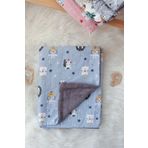 Mini Ropa Pazen Kuzu Welsoft Battaniye Mavi Animals Desenli Welsoft Pazen Bebek Battaniyesi