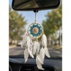 Mini Rüya Kapanı Bambu Çember Araba Dikiz Ayna Süsü El Yapımı Tüylü Bohem Oto Aksesuar Dreamcatcher