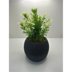 Mini Saksıda Afrika Zambağı Yapay Bitki Gerçek Taş Yosunlu 18 Cm Dekoratif Banyo Mutfak Masa Çiçeği - Grisaksı-yeşilbeyazbitki