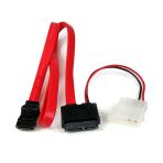 Mini Sata Slimline Sata 6+7 13 Pin To Sata 4 Pin Molex Power Kablo 50cm