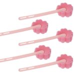 Mini Skater 17 cm Uzun Saplı Sünger Bardak Fırçası Çiçek Şekilli Şişe Fırçası Mutfak Sofra Takımı Şişe Temizleme Aracı Cam Bardak Yıkama Temizleme Süngeri Fırçaları Temizleyici (5 Adet, Pembe)