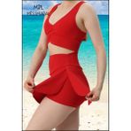 Mini Şort Etek Görünüm Içi Sabit Şortlu Cepli Spor Tasarım Tenis Deniz Havuz Fitness Kırmızı 1107 - XS