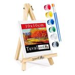 Mini Şövale 10X10 Cm Tuval 3 Ml Akrilik Boya 6 Renk Ve Fırça 1 Paket 10X10 Mini Tuval Masaüstü Küçük Şövale Boyama Seti