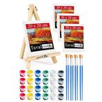 Mini Şövale 20X20 Cm Tuval 3 Ml Akrilik Boya 6 Renk Ve Fırça 4 Adet 20X20 Mini Tuval Masaüstü Küçük Şövale Boyama Seti