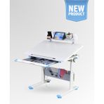 Mini Standart Çekmeceli Çalışma Masası, Yükseklik Ayarlı Çalışma Masası, Kız-Erkek Çocuk Ekru Ders Çalışma Masası - Mavi - 100x70