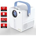 Mini Taşınabilir LED Projektör ile Hd Görüntü ve Büyük Ekran Deneyimi - Ahşap Bej - Siyah