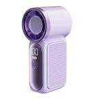 Mini Turbo Fan, USB Şarjlı, Dijital Ekranlı, Taşınabilir El Vantilatörü, 3 Kademeli (Lila)