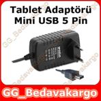 Mini USB 5 Pin Tablet Adaptör Şarj Cihazı 5V 2A