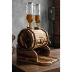 Mini Vagon Doğal Ahşap Viski Çeşmesi Çift Musluklu Fıçı Standı Dekoratif İçki Sunum Ünitesi Ev Hediyesi 30x33 cm