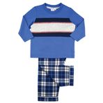 Mini Vanilla London Erkek Çocuk PamukPijama Takımı: Erkek Çocuk Geceliği, Düz Uzun Kollu Panelli Üst ve Dokuma Mavi Ekose Kareli Alt Giyim:%100 pamuk Erkek Çocuk Geceliği, 1-10 yaş