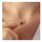 Mini Yıldız Siyah Zirkon Taşlı Rose Gold Kaplama Gümüş Kolye