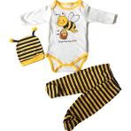 Minibird Arılı Bebek Zıbın Takımı - 0 - 3 Ay - Beyaz - Sarı