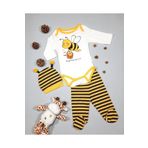 minibird baby Arılı 3'lü Zıbın Bebek Takımı Badili Hastane Çıkış