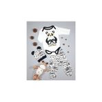 Minibird Baby Panda Baskılı 3'lü Zıbın Seti Unisex Bebekler İçin Sevimli Tasarım - Beyaz