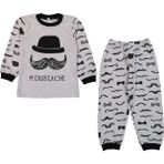 Minibird Bıyıklı 1 - 3 Yaş Erkek Bebek Pijama Takımı - 1 Yaş - Gri