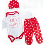 Minibird Little Sister 3'lü Kız Bebek Takımı - 3 - 6 Ay - Kırmızı