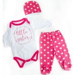 Minibird Little Sister 3'lü Kız Bebek Takımı - 3 - 6 Ay - Pembe