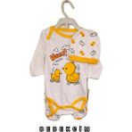 Minibird Ördek Baskılı Badili Bebek Zıbın Takımı 3'lü - 3 - 6 Ay - Sarı