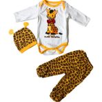 Minibird Zürafalı Bebek Zıbın Takımı - 0 - 3 Ay - Beyaz - Sarı