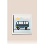 Minibüs Temalı Katmanlı Mdf - Çocuk ve Bebek Odası Duvar Tablosu 33x33x2.5 Cm