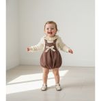 Minicayzen Bella Lace Romper Kahve Fisto Yakalı Kız Bebek Salopet - 9 - 12 Ay