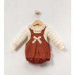 Minicayzen Bella Lace Romper Tarçın Fisto Yakalı Kız Bebek Salopet - 6 - 9 Ay