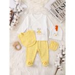 Miniday Baby 5'li Set Yenidoğan Baskılı Kız - Erkek Bebek Hastane Çıkış Seti % 100 Pamuklu Unisex Basıc Civ Civ - Sarı