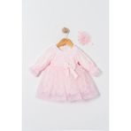 Miniday Baby Kız Bebek Mevlütlük Dantelli Bandanalı Elbise - 3 - 6 Ay - Pembe