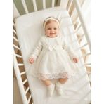 Miniday Baby Kız Bebek Mevlütlük Elbise Bandanalı Dantelli Yenidoğan Hastane Çıkışı Gelinlik Abiye Mevlitlik 4025 - 6 - 9 Ay - Ekru