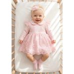 Miniday Baby Kız Bebek Mevlütlük Elbise Bandanalı Dantelli Yenidoğan Hastane Çıkışı Gelinlik Abiye Mevlitlik 4026 - 6 - 9 Ay - Pembe