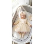 Miniday Baby Kız Bebek Mevlütlük Elbise Bandanalı Dantelli Yenidoğan Hastane Çıkışı Gelinlik Abiye Mevlitlik 4028 - 0 - 3 Ay - Natural