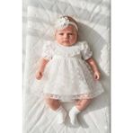 Miniday Baby Kız Bebek Mevlütlük Elbise Yazlık Bandanalı Dantelli Yeni Doğan Hastane Çıkışı Gelinlik Abiye 4014B - 6 - 9 Ay - Beyaz