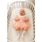 Miniday Baby Kız Bebek Mevlütlük Elbise Yazlık Bandanalı Dantelli Yeni Doğan Hastane Çıkışı Gelinlik Abiye 4015 - 0 - 3 Ay - Somon
