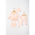 Miniday Baby Kız Bebek Mevlütlük Hastane Çıkışı 5'li Set - Somon - 0 - 3 Ay