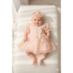 Miniday Baby Kız Bebek Mevlütlük Yazlık Elbise Bandanalı Dantelli Yeni Doğan Hastane Çıkışı Gelinlik Abiye 13 - 3 - 6 Ay - Somon