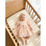 Miniday Baby Kız Bebek Mevlütlük Yazlık Elbise Bandanalı Dantelli Yeni Doğan Hastane Çıkışı Gelinlik Abiye 13 - 6 - 9 Ay - Somon