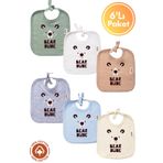 Miniel Erkek Bebek Yenidoğan Penye Organik Pamuklu Bear Dude Baskılı Bebek Önlüğü 6'Lı Set