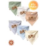 Miniel Erkek Bebek Yenidoğan Penye Organik Pamuklu Little Bear Baskılı Bebek Önlüğü 6'lı Set