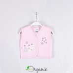 Miniel Kız Bebek Uyuyan Tavşan Nakışlı Organik Pamuklu 1-3-6-9 Ay Kapitone Bebek Yelek - PEMBE