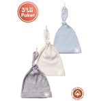 Miniel Unisex Bebek Güneş Baskılı Bağlamalı Penye Organik Pamuklu Yenidoğan 3Lü Bebek Bere Set